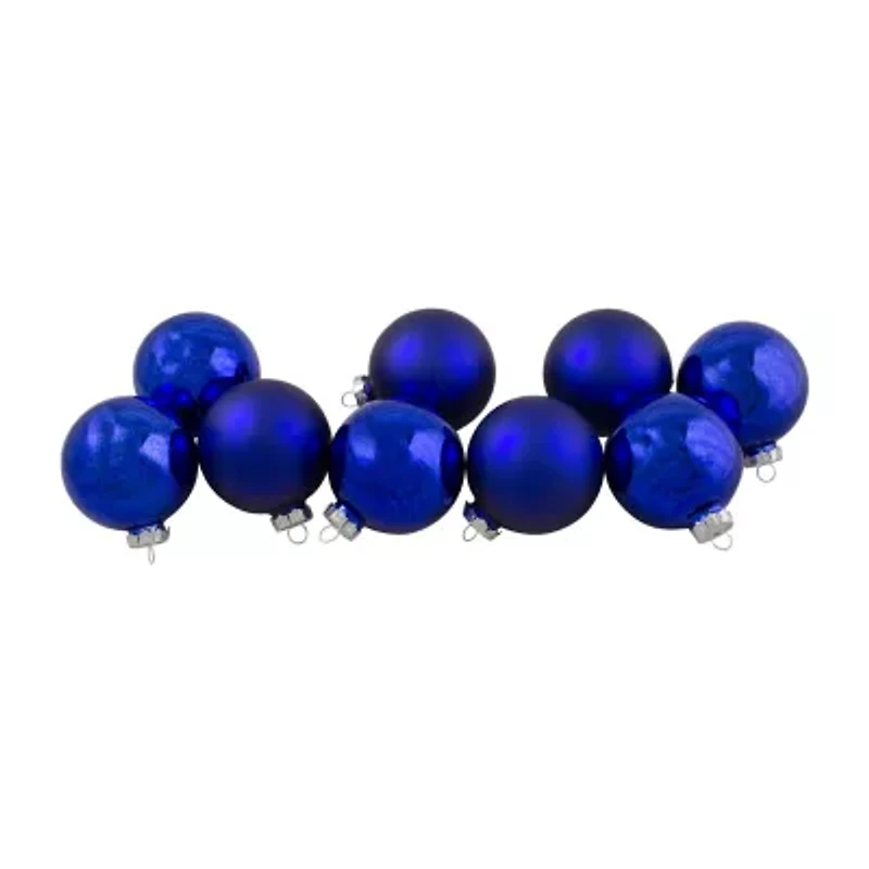 Northlight Blue Glass Ball 9-pc. Christmas Ornament