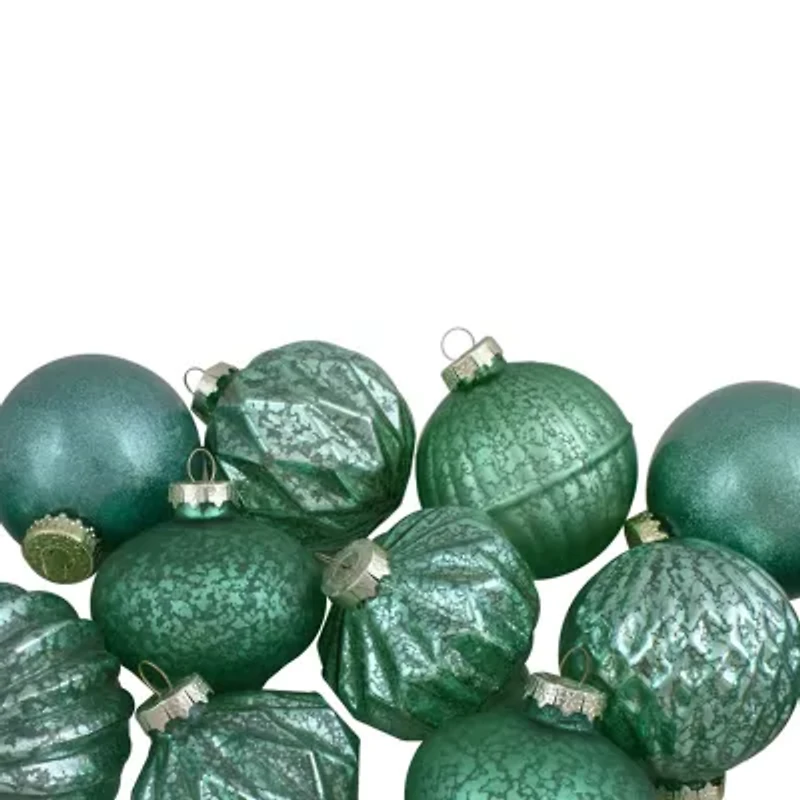 Northlight Green Finial And Glass Ball 12-pc. Christmas Ornament