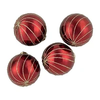 Northlight Red And Gold Striped Ball 4-pc. Christmas Ornament