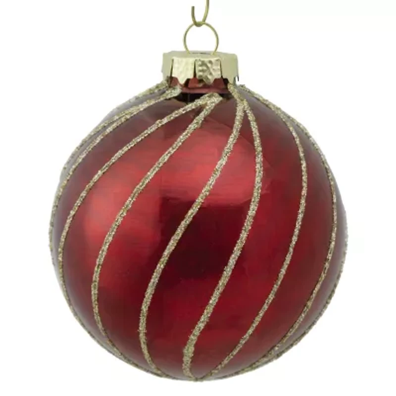 Northlight Red And Gold Striped Ball 4-pc. Christmas Ornament