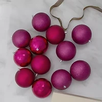 Northlight Pink 4-Finish Ball 12-pc. Christmas Ornament