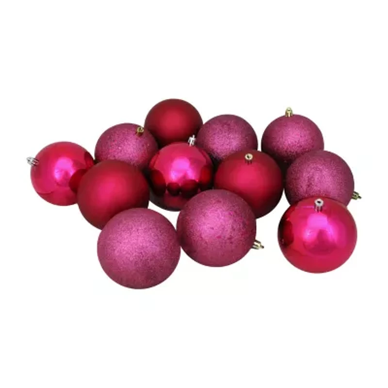 Northlight Pink 4-Finish Ball 12-pc. Christmas Ornament