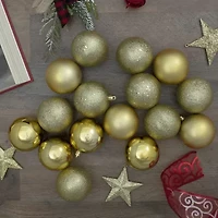 Northlight Gold 4-Finish Ball 16-pc. Christmas Ornament