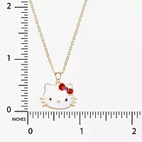 Womens Red Crystal 18K Gold Over Brass Bow 16 Inch Pendant Necklace