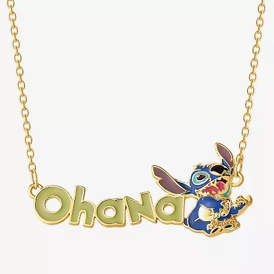 Disney Classics Ohana Womens 18K Gold Over Brass 16 Inch Pendant Necklace