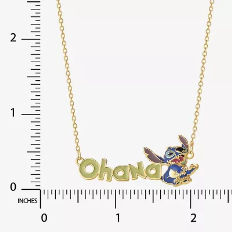 Disney Classics Ohana Womens 18K Gold Over Brass 16 Inch Pendant Necklace