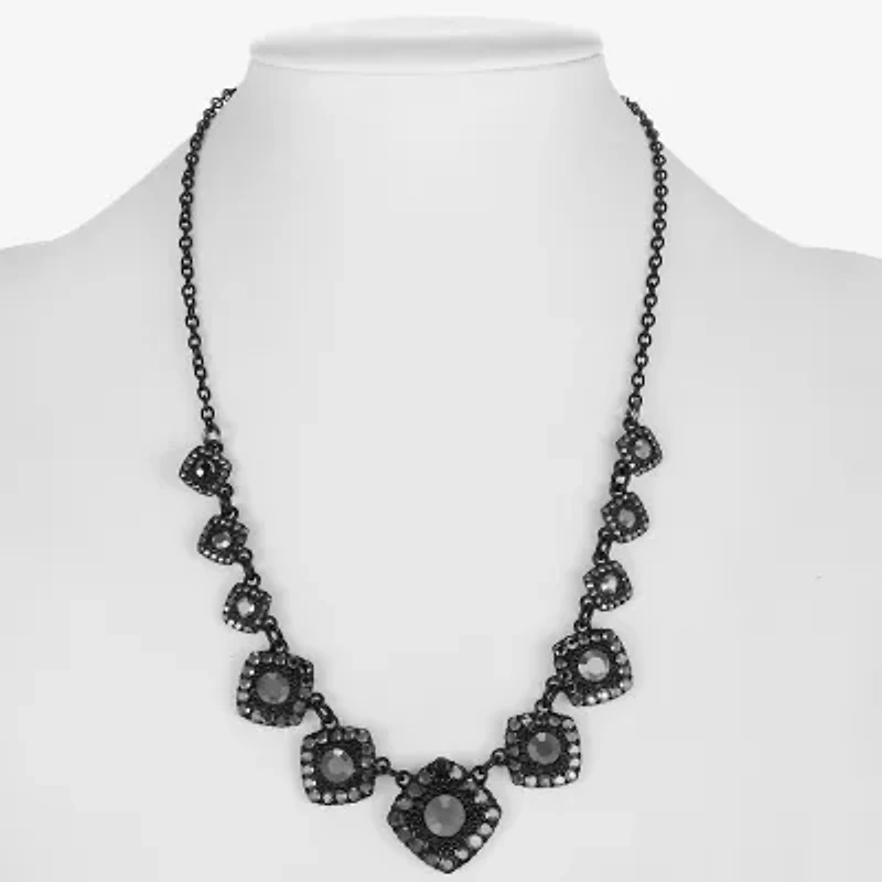 Mixit Black Womens Gray 17 Inch Collar Necklace