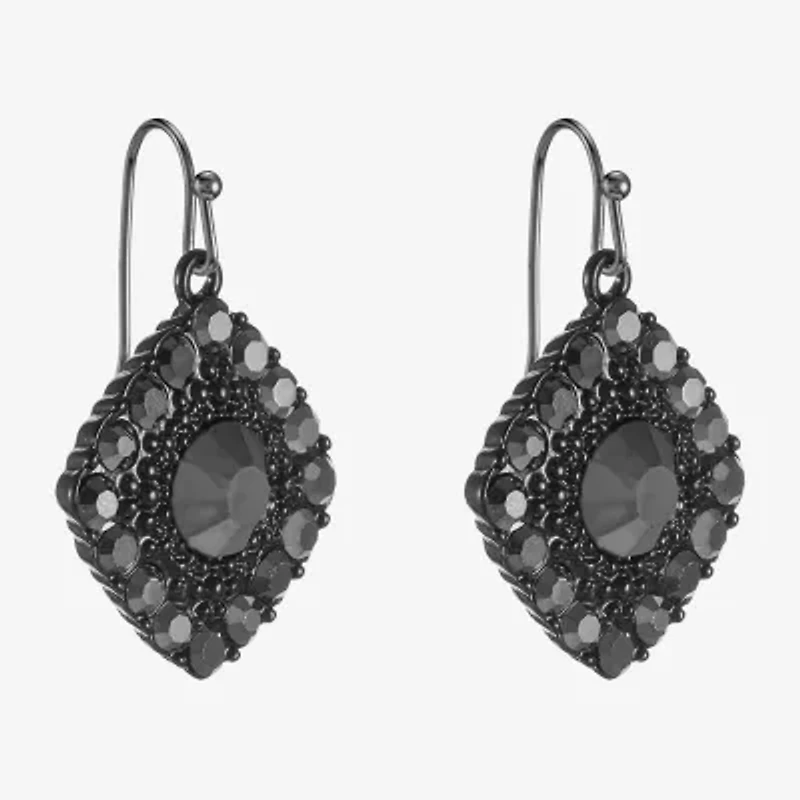 Mixit Black Womens Gray Glass Drop Earrings