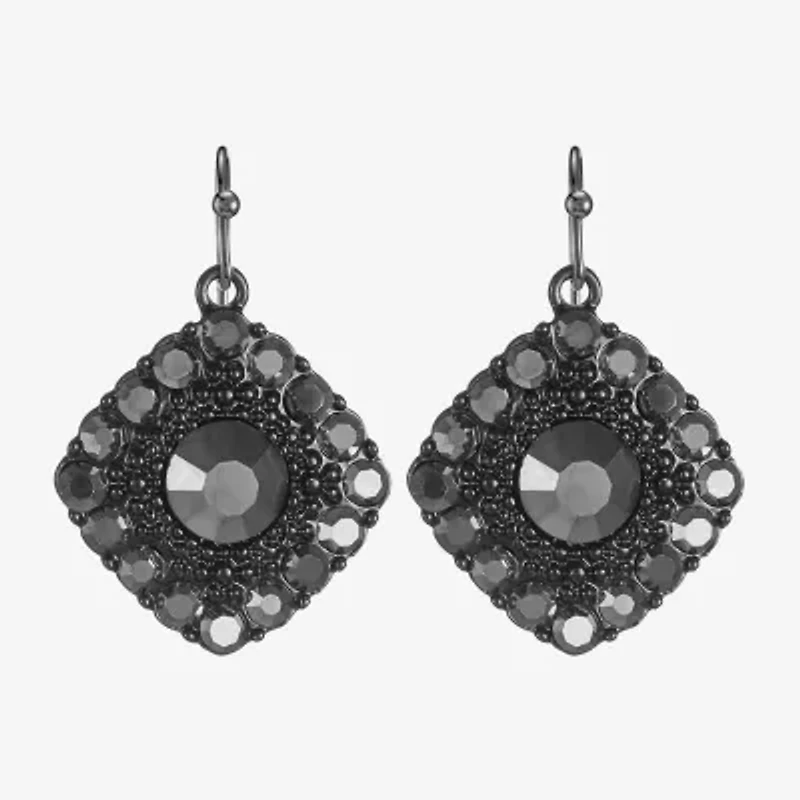 Mixit Black Womens Gray Glass Drop Earrings