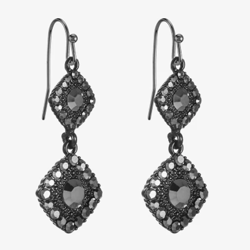 Mixit Black Womens Gray Glass Drop Earrings