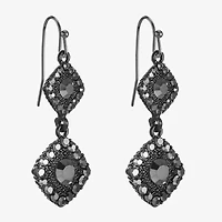Mixit Black Womens Gray Glass Drop Earrings