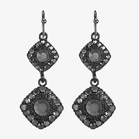 Mixit Black Womens Gray Glass Drop Earrings