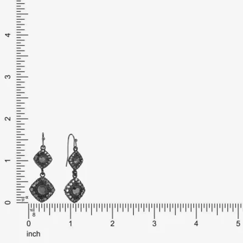 Mixit Black Womens Gray Glass Drop Earrings