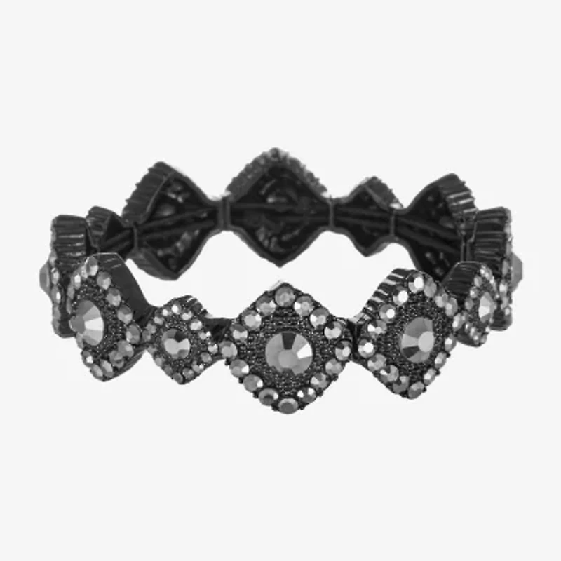 Mixit Black Womens Gray Glass Stretch Bracelet