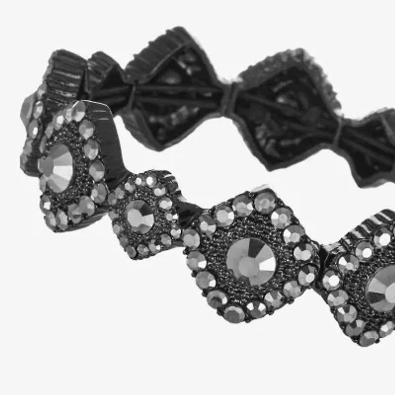 Mixit Black Womens Gray Glass Stretch Bracelet