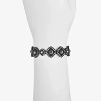 Mixit Black Womens Gray Glass Stretch Bracelet