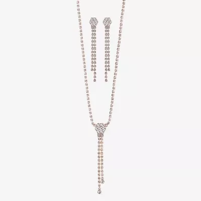 Monet Jewelry Timeless Rose Gold Lariat Necklace And Drop Earring Womens Glass 2-pc. Jewelry Set