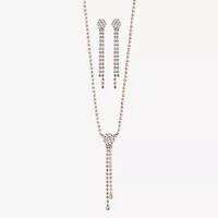 Monet Jewelry Timeless Rose Gold Lariat Necklace And Drop Earring Womens Glass 2-pc. Jewelry Set