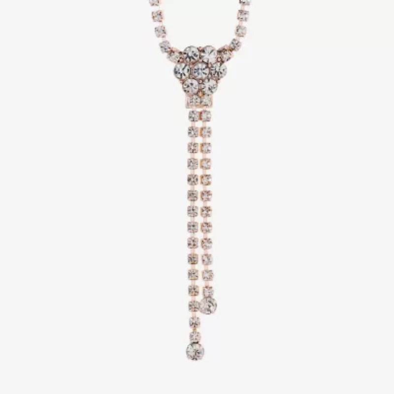 Monet Jewelry Timeless Rose Gold Lariat Necklace And Drop Earring Womens Glass 2-pc. Jewelry Set