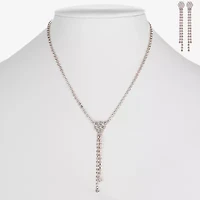 Monet Jewelry Timeless Rose Gold Lariat Necklace And Drop Earring Womens Glass 2-pc. Jewelry Set