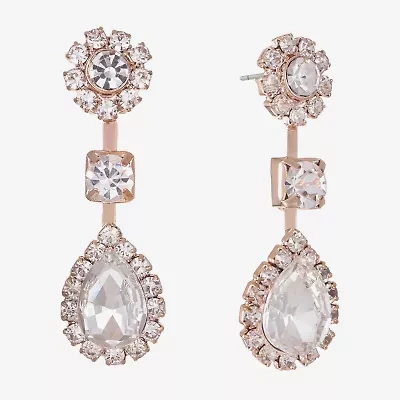 Monet Jewelry Timeless Rose Gold Womens Glass Hypoallergenic Drop Earrings