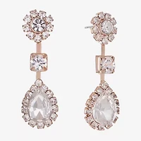 Monet Jewelry Timeless Rose Gold Womens Glass Hypoallergenic Drop Earrings
