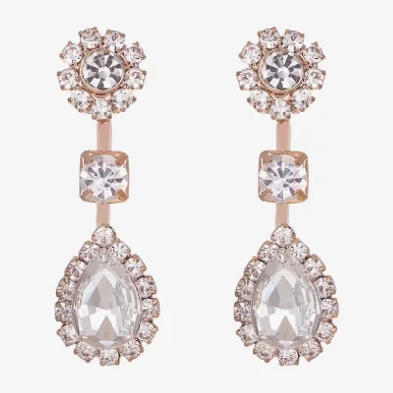 Monet Jewelry Timeless Rose Gold Womens Glass Hypoallergenic Drop Earrings