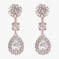 Monet Jewelry Timeless Rose Gold Womens Glass Hypoallergenic Drop Earrings
