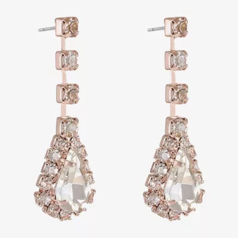 Monet Jewelry Timeless Rose Gold Womens Glass Hypoallergenic Drop Earrings