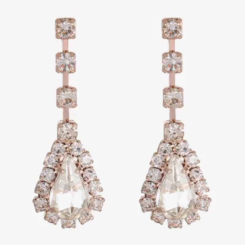 Monet Jewelry Timeless Rose Gold Womens Glass Hypoallergenic Drop Earrings