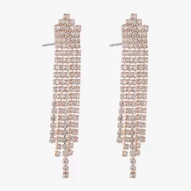 Monet Jewelry Timeless Rose Gold Tassle Womens Glass Hypoallergenic Drop Earrings