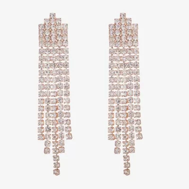Monet Jewelry Timeless Rose Gold Tassle Womens Glass Hypoallergenic Drop Earrings