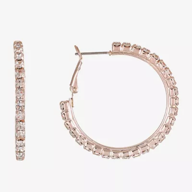 Monet Jewelry Timeless Rose Gold Womens Glass 37mm Hypoallergenic Hoop Earrings