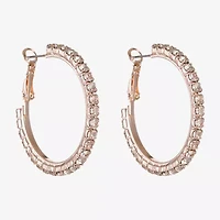 Monet Jewelry Timeless Rose Gold Womens Glass 37mm Hypoallergenic Hoop Earrings