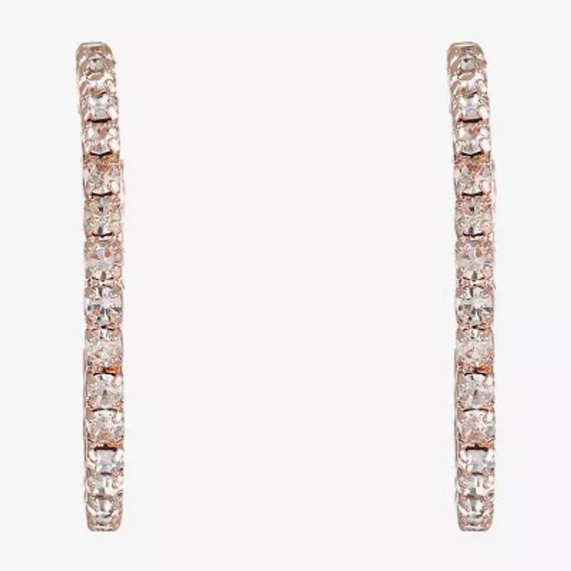 Monet Jewelry Timeless Rose Gold Womens Glass 37mm Hypoallergenic Hoop Earrings