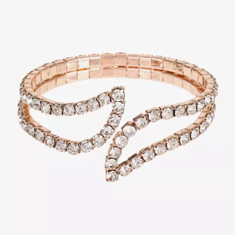 Monet Jewelry Timeless Rose Gold Womens Glass Cuff Bracelet