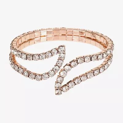 Monet Jewelry Timeless Rose Gold Womens Glass Cuff Bracelet