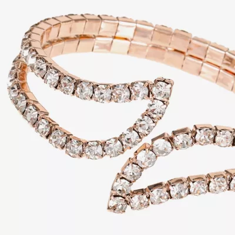 Monet Jewelry Timeless Rose Gold Womens Glass Cuff Bracelet
