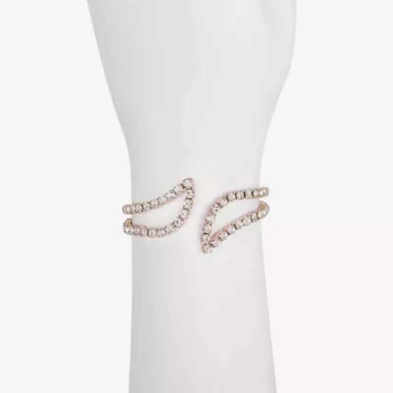 Monet Jewelry Timeless Rose Gold Womens Glass Cuff Bracelet