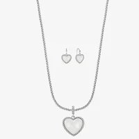 Liz Claiborne Pendant Necklace And Drop Earring Womens Heart 2-pc. Jewelry Set