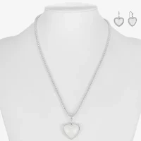 Liz Claiborne Pendant Necklace And Drop Earring Womens Heart 2-pc. Jewelry Set