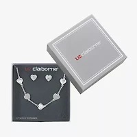 Liz Claiborne Collar Necklace And Stud Earring Womens Glass Heart Hypoallergenic 2-pc. Jewelry Set