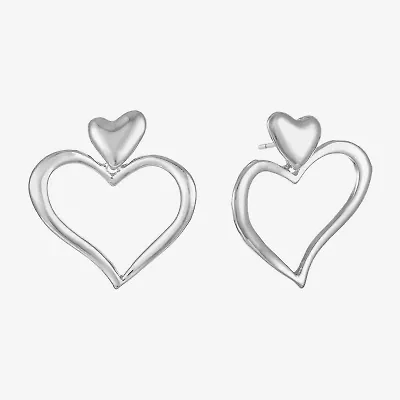 Liz Claiborne Large Open Womens Heart Hypoallergenic Drop Earrings