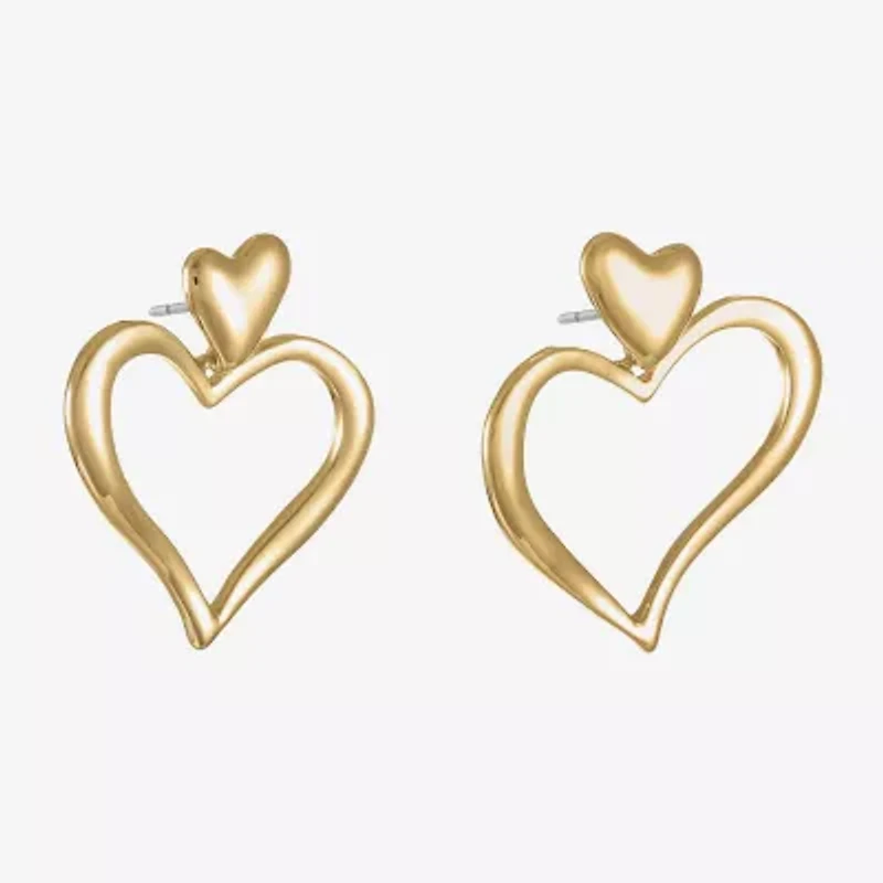 Liz Claiborne Large Open Womens Heart Hypoallergenic Drop Earrings