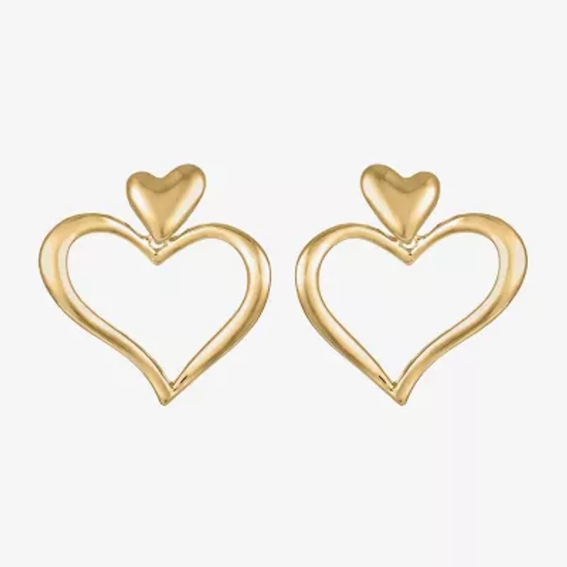 Liz Claiborne Large Open Womens Heart Hypoallergenic Drop Earrings