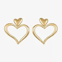 Liz Claiborne Large Open Womens Heart Hypoallergenic Drop Earrings