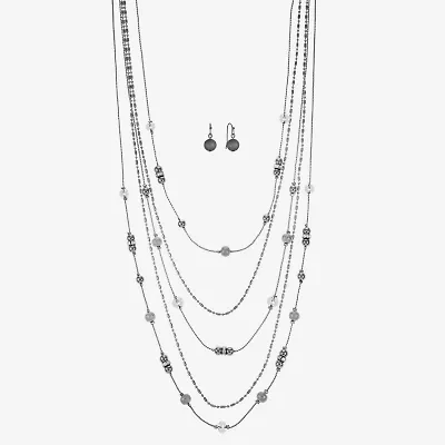 Liz Claiborne Layered Necklace And Drop Earring Womens 2-pc. Jewelry Set