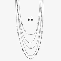 Liz Claiborne Layered Necklace And Drop Earring Womens 2-pc. Jewelry Set