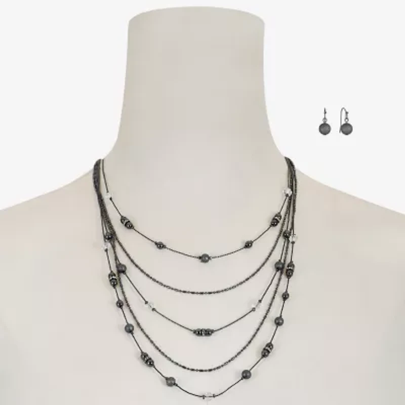 Liz Claiborne Layered Necklace And Drop Earring Womens 2-pc. Jewelry Set
