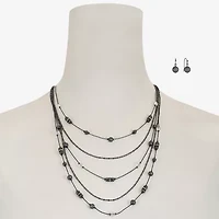 Liz Claiborne Layered Necklace And Drop Earring Womens 2-pc. Jewelry Set